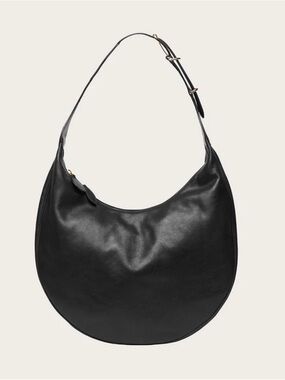 Liffner Moon Hobo Black Leather Adjustable Shoulder Bag / Crossbody